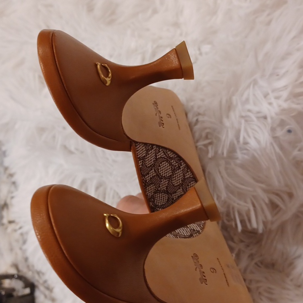 NEW COACH Signature Jacquard Renn Mule Heels In Micro Signature Jacquard Print - Picture 13 of 16